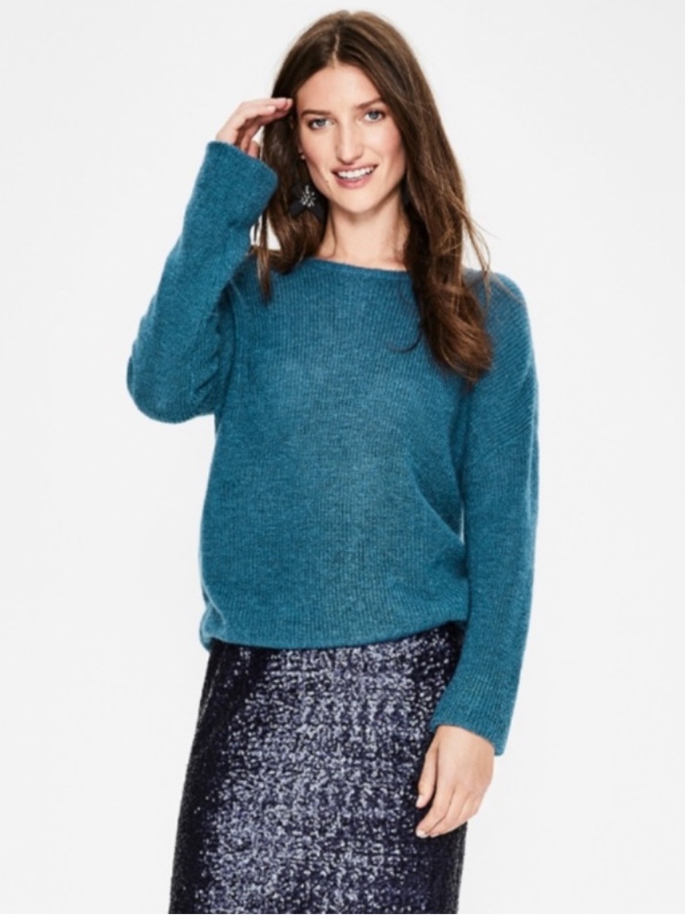 BODEN Sasha Sweater Cardigan in Drummer Blue Size XS